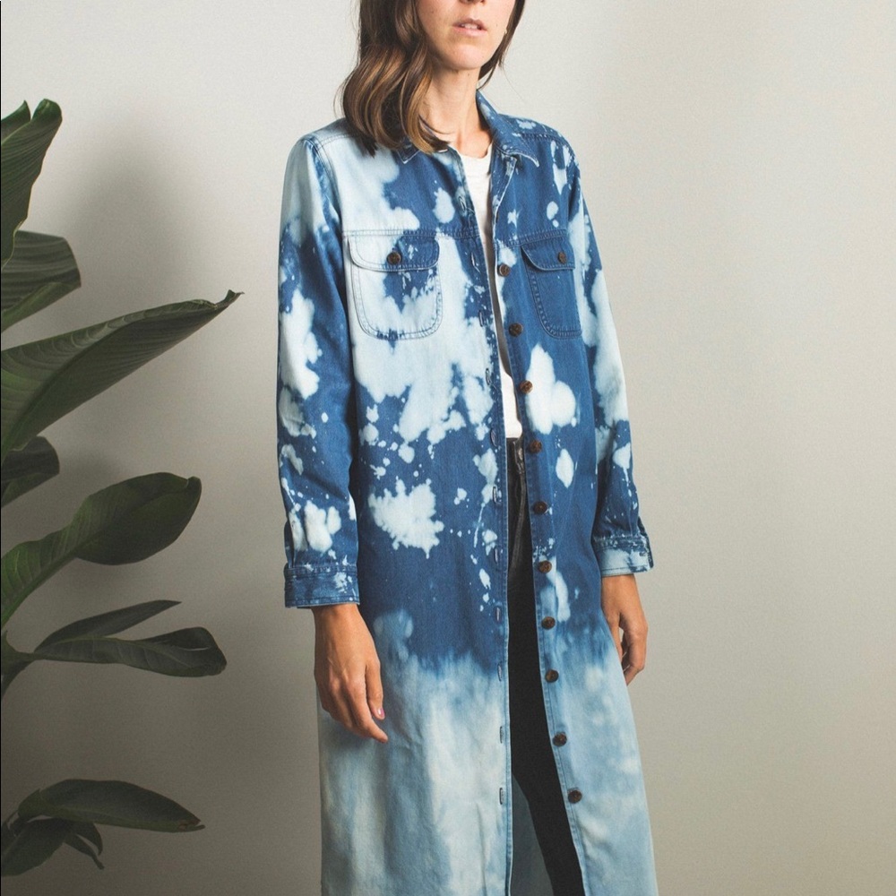 Bleached Denim Button up Long